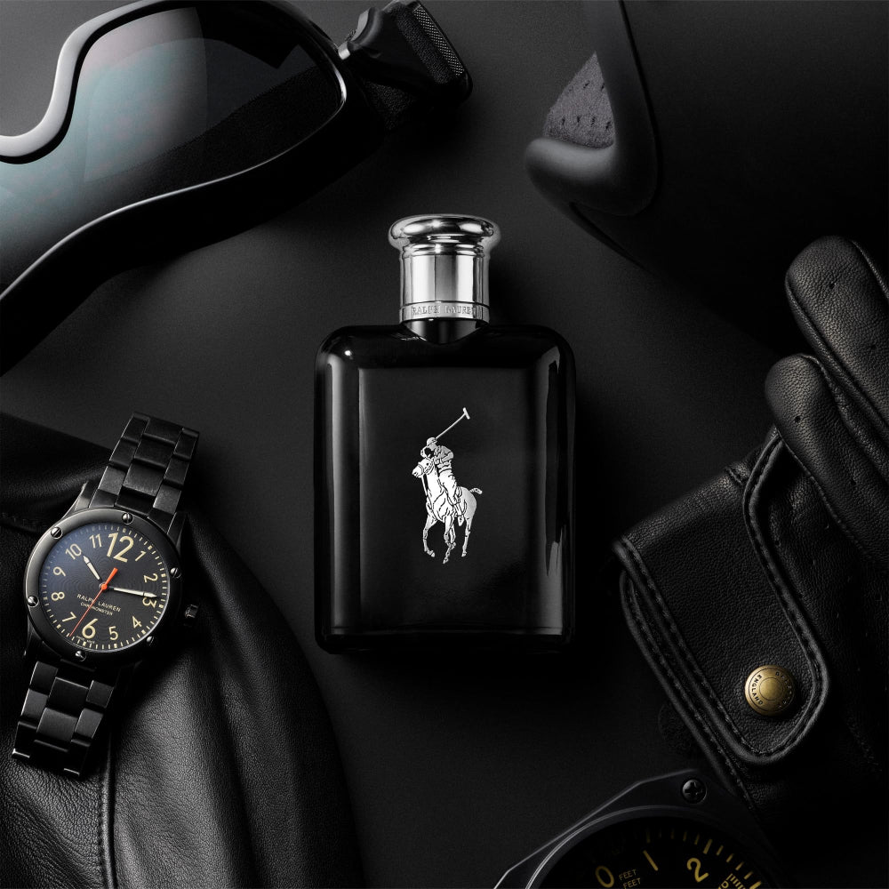 RALPH LAUREN FRAGRANCES - Polo Black - Eau de Toilette - Men's Cologne - Woody & Fresh - With Patchouli, Sandalwood, and Mandarin - Medium Intensity