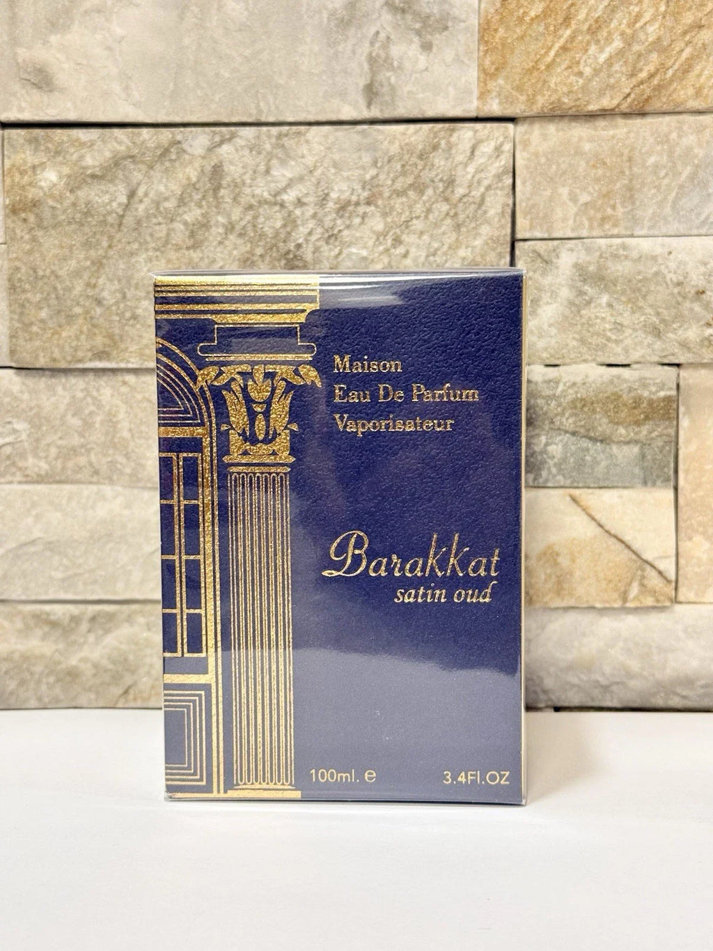 Maison Barakkat Satin Oud Eau de Parfum Spray 3.4 oz bottle and box